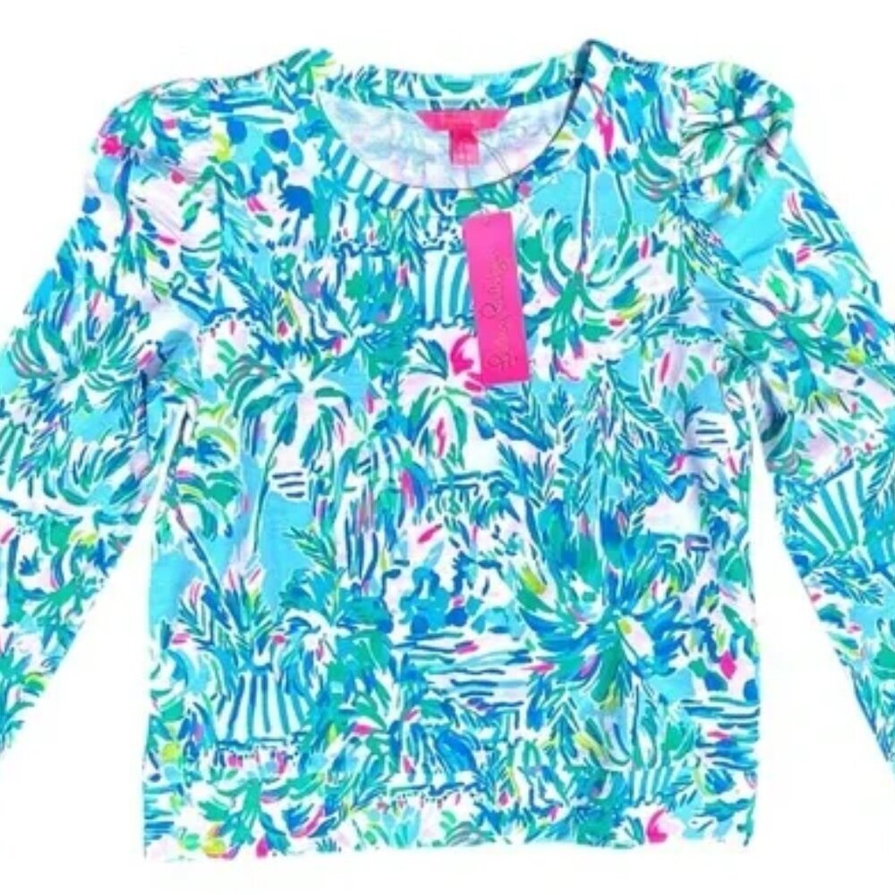 NWT Lilly Pulitzer Jansen Long Sleeve Sweater Blue Ibiza Cabana
